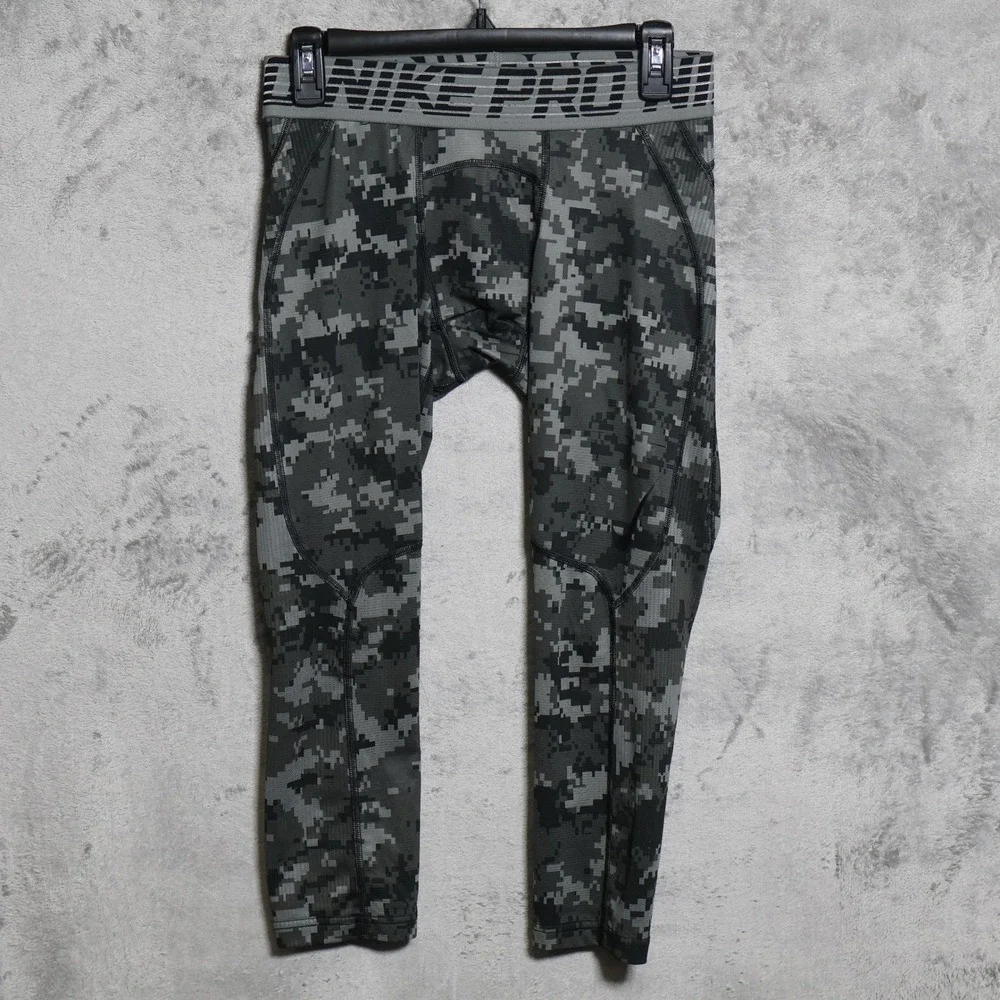 Nike Pro Compression Tights Mens Medium Gray Hypercool Digital Camo 828166-037